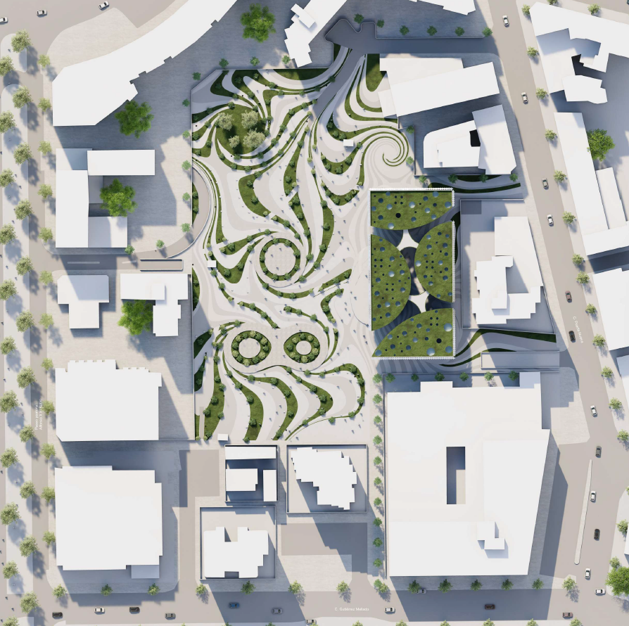 Plano de emplazamiento del Centro Multicultural de KovBor Arquitectos