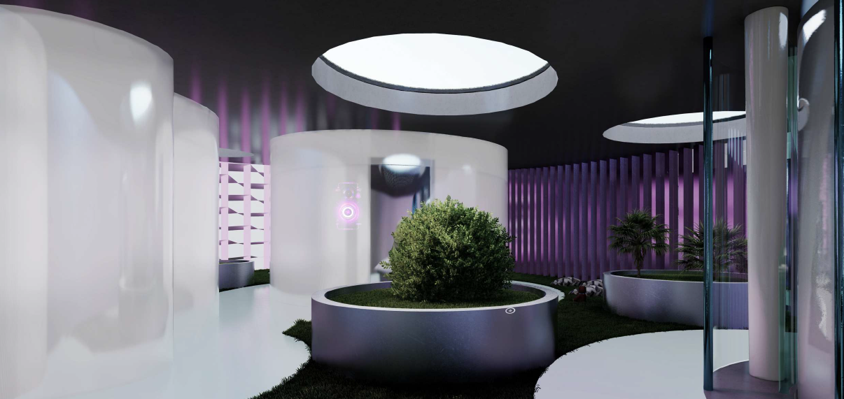 Render interior del Centro Multicultural de KovBor Arquitectos
