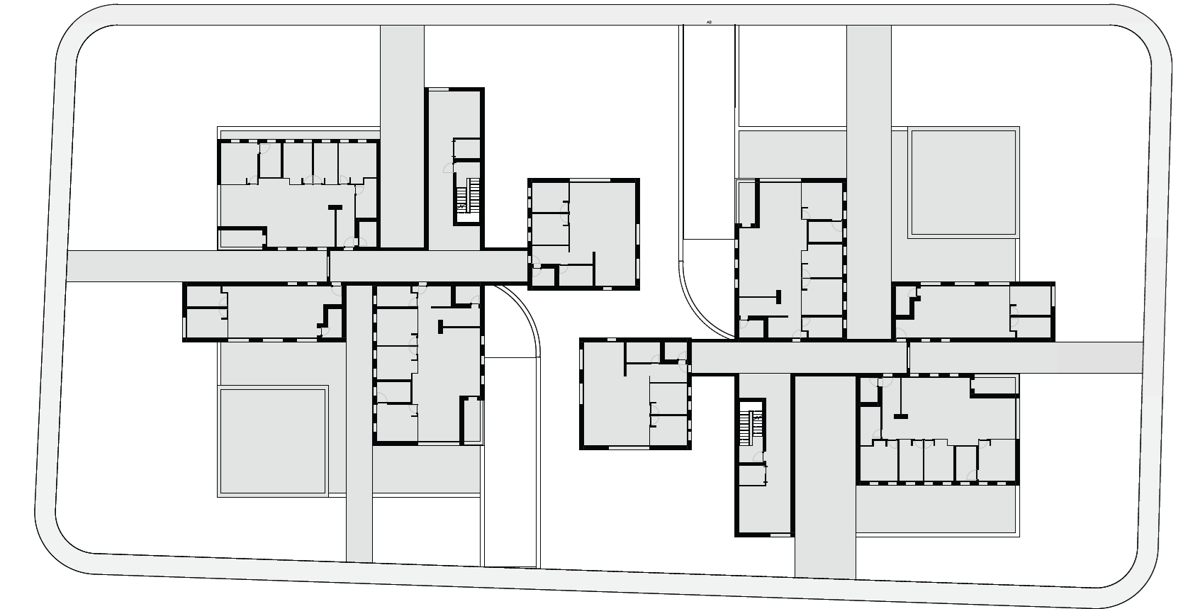 Planta primera tipo de 12 Bloques residencial plurifamiliar