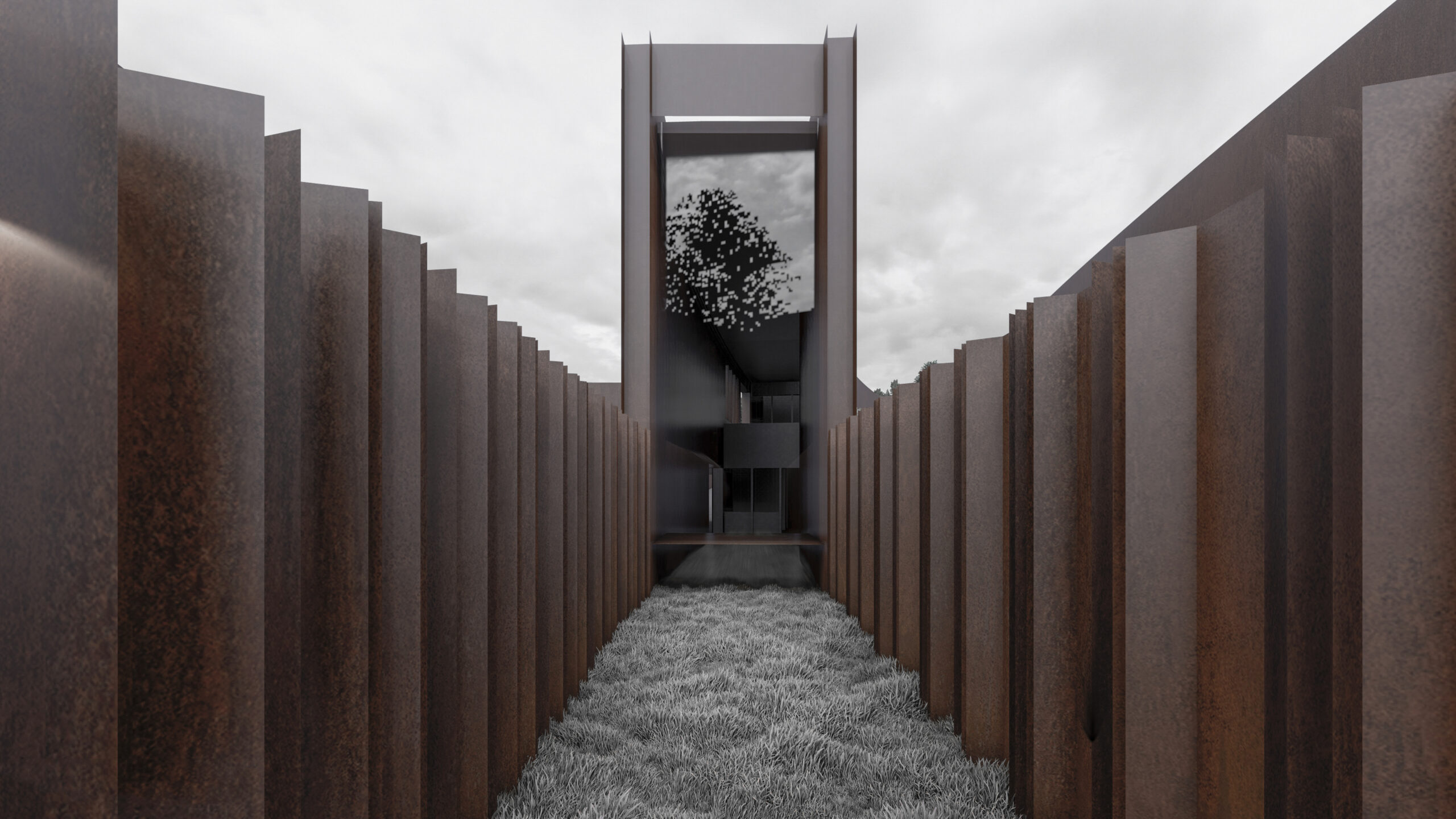 Módulo vertical de acero corten del HUB Turístico